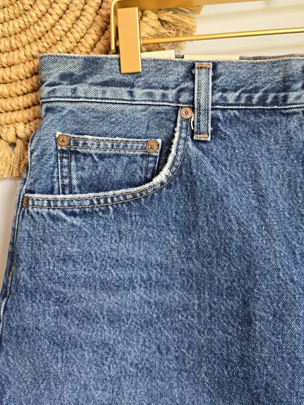 AGOLDE NEW Dee High Rise Rolled Hem Denim Vintage Wash Blue Jean Shorts SZ 31